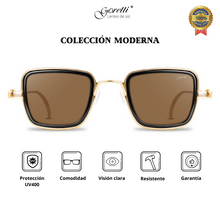 Cargar imagen en el visor de la galería, Colección Goretti LENTES MODERNOS - Color Cafe-Dorado.