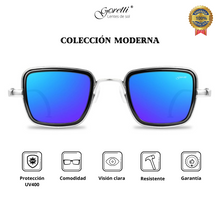 Cargar imagen en el visor de la galería, Colección Goretti LENTES MODERNOS - Color Azul (espejo) - Plata.