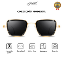 Cargar imagen en el visor de la galería, Colección Goretti LENTES MODERNOS - Color Negro-Dorado.